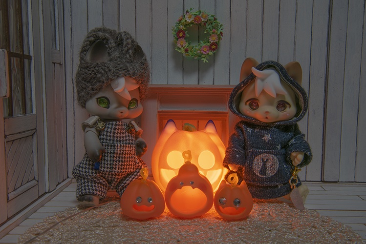 ハロウィン☆のキラキラおめめのカボチャセット*オレンジ色*