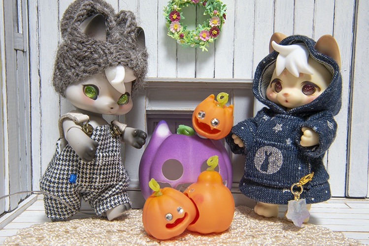 ハロウィン☆のキラキラおめめのカボチャセット*オレンジ色*