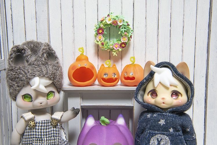 ハロウィン☆のキラキラおめめのカボチャセット*オレンジ色*
