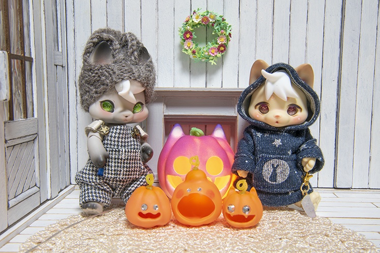 ハロウィン☆のキラキラおめめのカボチャセット*オレンジ色*