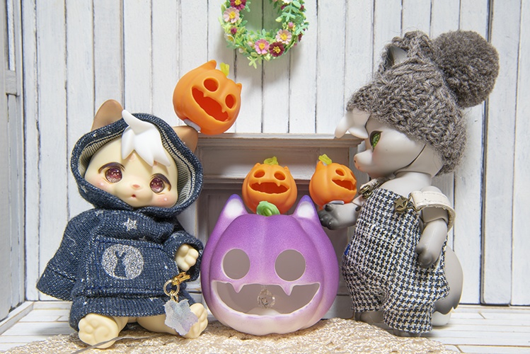 ハロウィン☆の猫かぼちゃセット＊オレンジ色＊