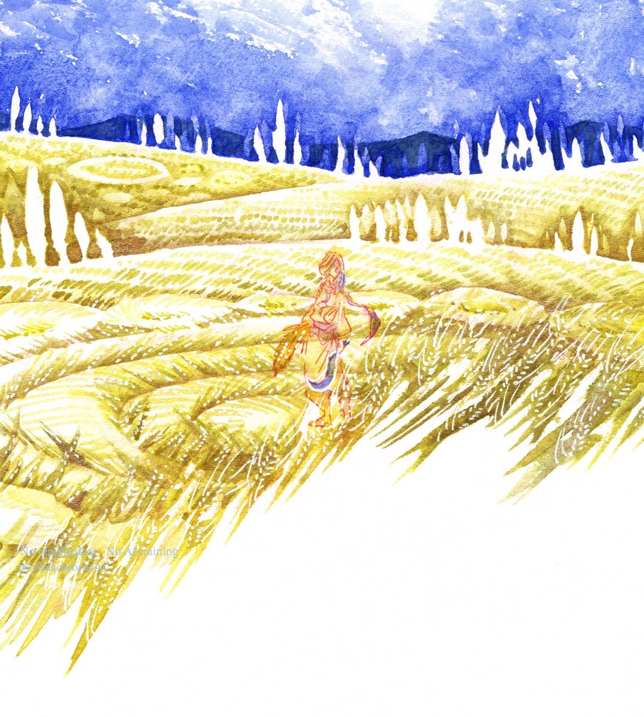 【オリジナル原画】舟のゆくえ　こがねの雲