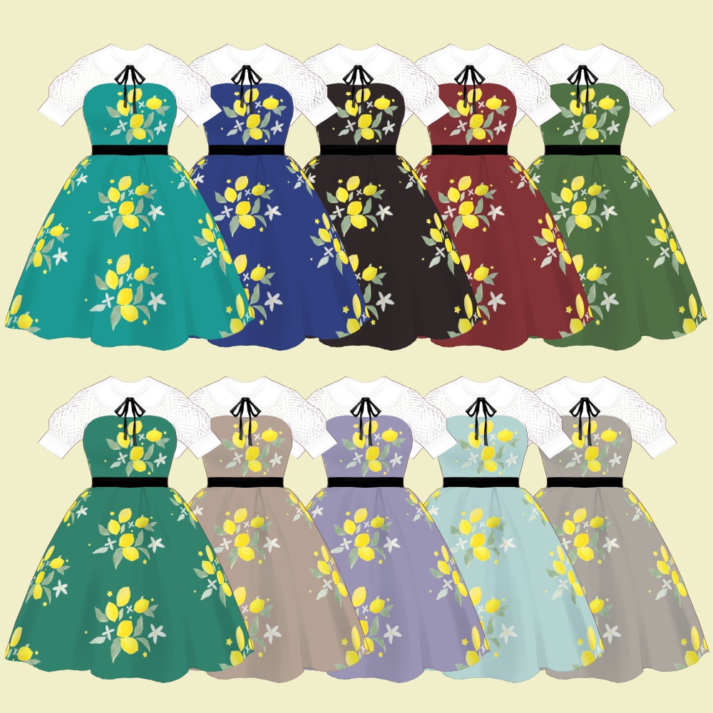 涼しげレモンワンピース【VRoid衣装_無料有】