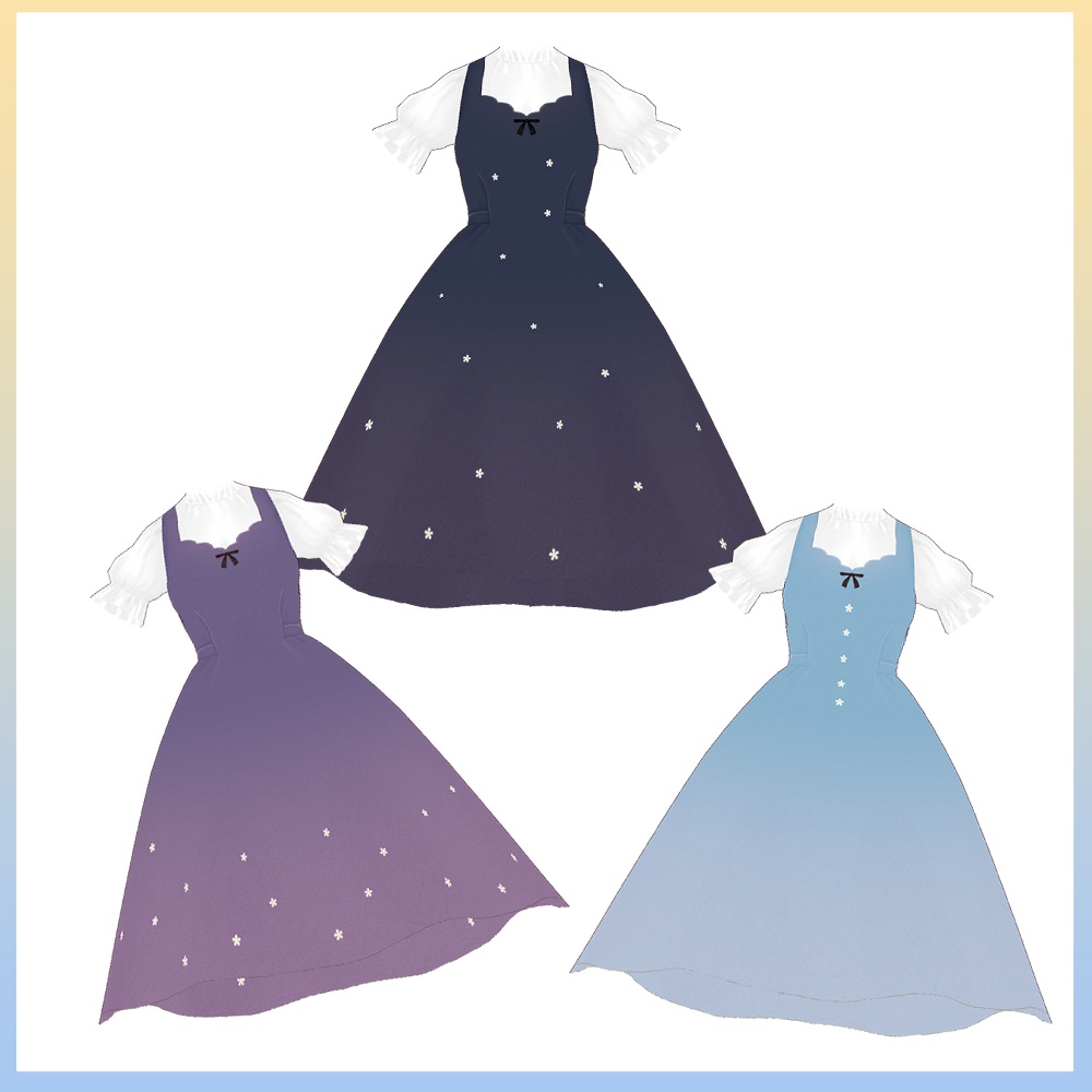 満天の小さな花ワンピース【VRoid衣装_無料有】