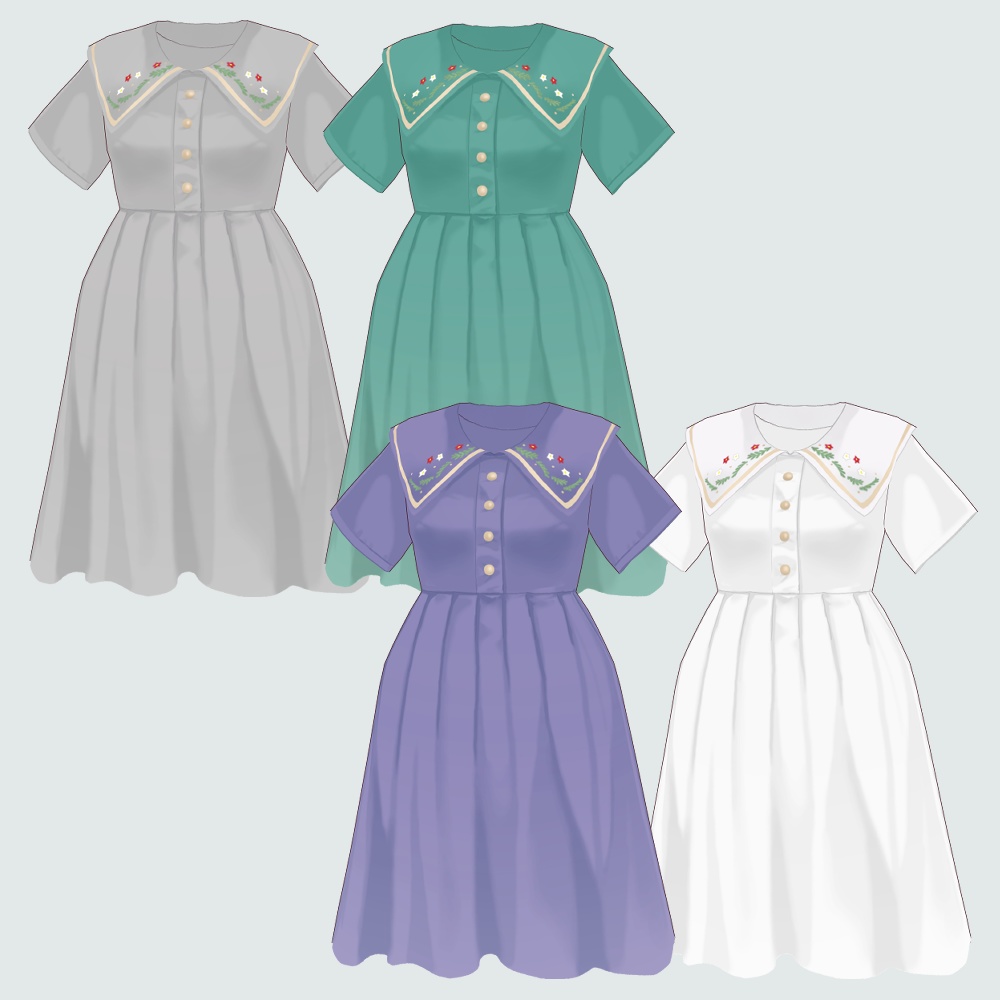 夏のプリーツワンピース【 #VRoid 衣装/無料あり】