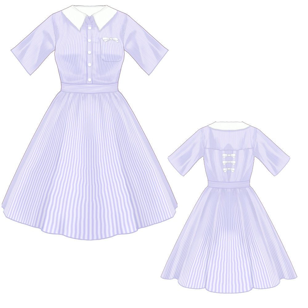 【無料有】ストライプワンピース【 #VRoid 衣装】