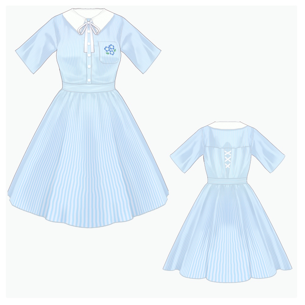 【無料有】ストライプワンピース【 #VRoid 衣装】
