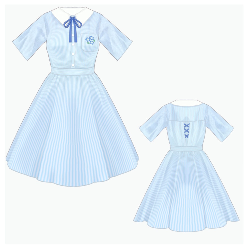 【無料有】ストライプワンピース【 #VRoid 衣装】