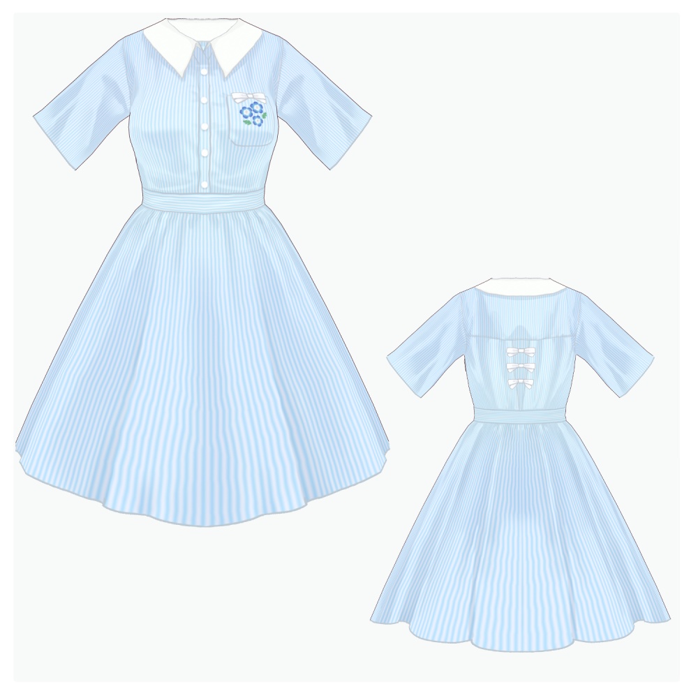 【無料有】ストライプワンピース【 #VRoid 衣装】
