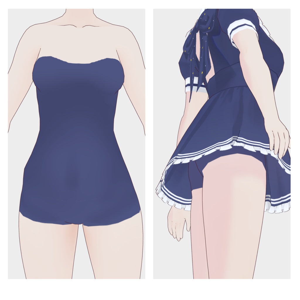 キラキラリボンセーラー水着【 #VRoid 衣装】