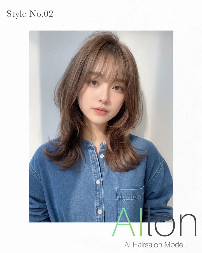 【ヘアサロン向けAIモデル】ヨシンモリ風レイヤーミディ3枚セット(カタログ・SNS用)