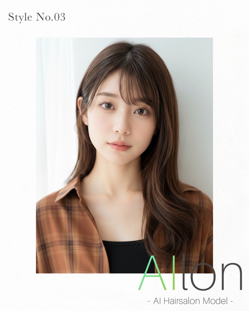 【ヘアサロン向けAIモデル】シースルーバング×ひし形ロング5枚セット(カタログ・SNS用)