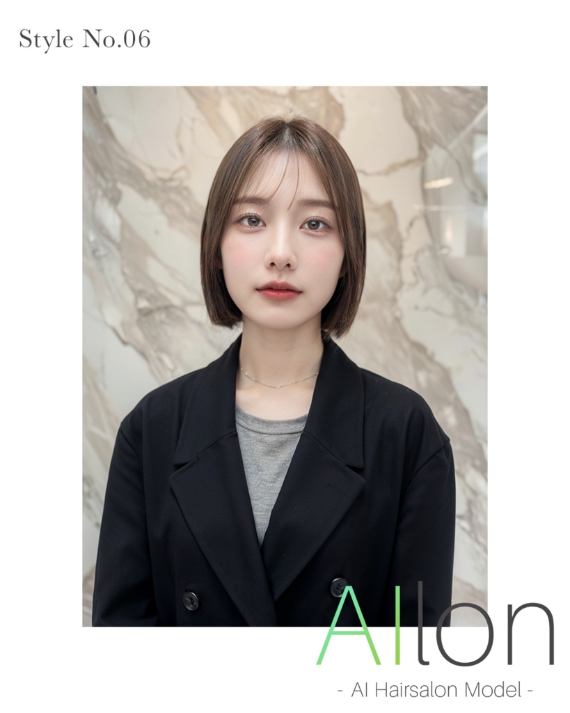【ヘアサロン向けAIモデル】切りっぱなしボブ×コンパクト内巻き5枚セット(カタログ・SNS用)