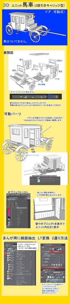 3Ⅾ 馬車 下位貴族~商人クラス Clip Studio 漫画背景用