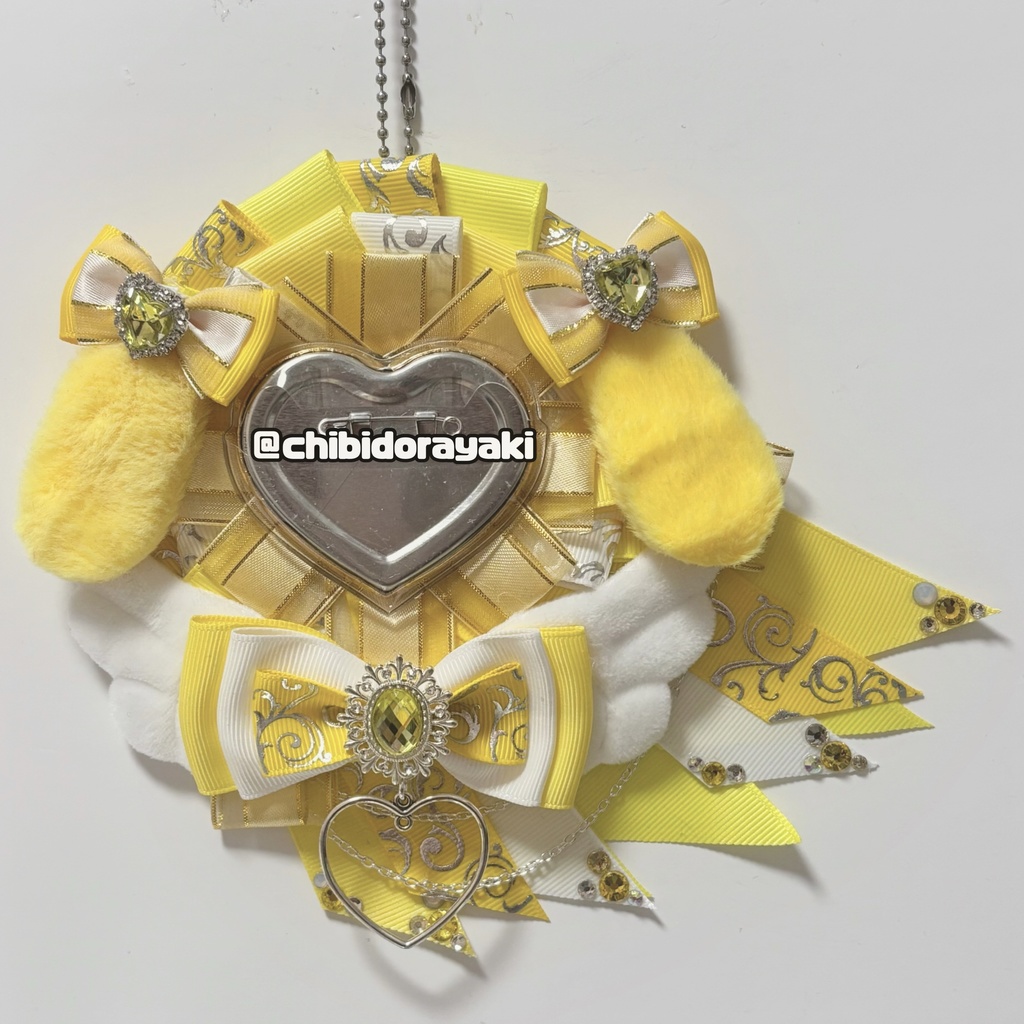 缶バッジ用ロゼット ロゼット オーダー オーダーロゼット 痛ロゼット ロゼットオーダー 黄色 イエロー 白 シルバー たれ耳