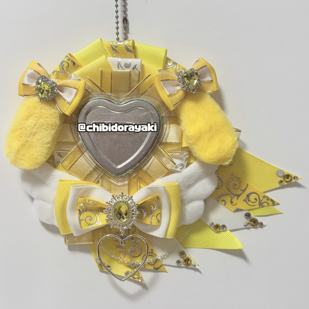 缶バッジ用ロゼット ロゼット オーダー オーダーロゼット 痛ロゼット ロゼットオーダー 黄色 イエロー 白 シルバー たれ耳