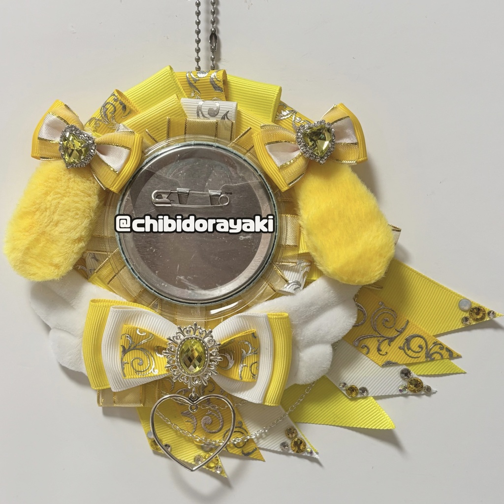 缶バッジ用ロゼット ロゼット オーダー オーダーロゼット 痛ロゼット ロゼットオーダー 黄色 イエロー 白 シルバー たれ耳