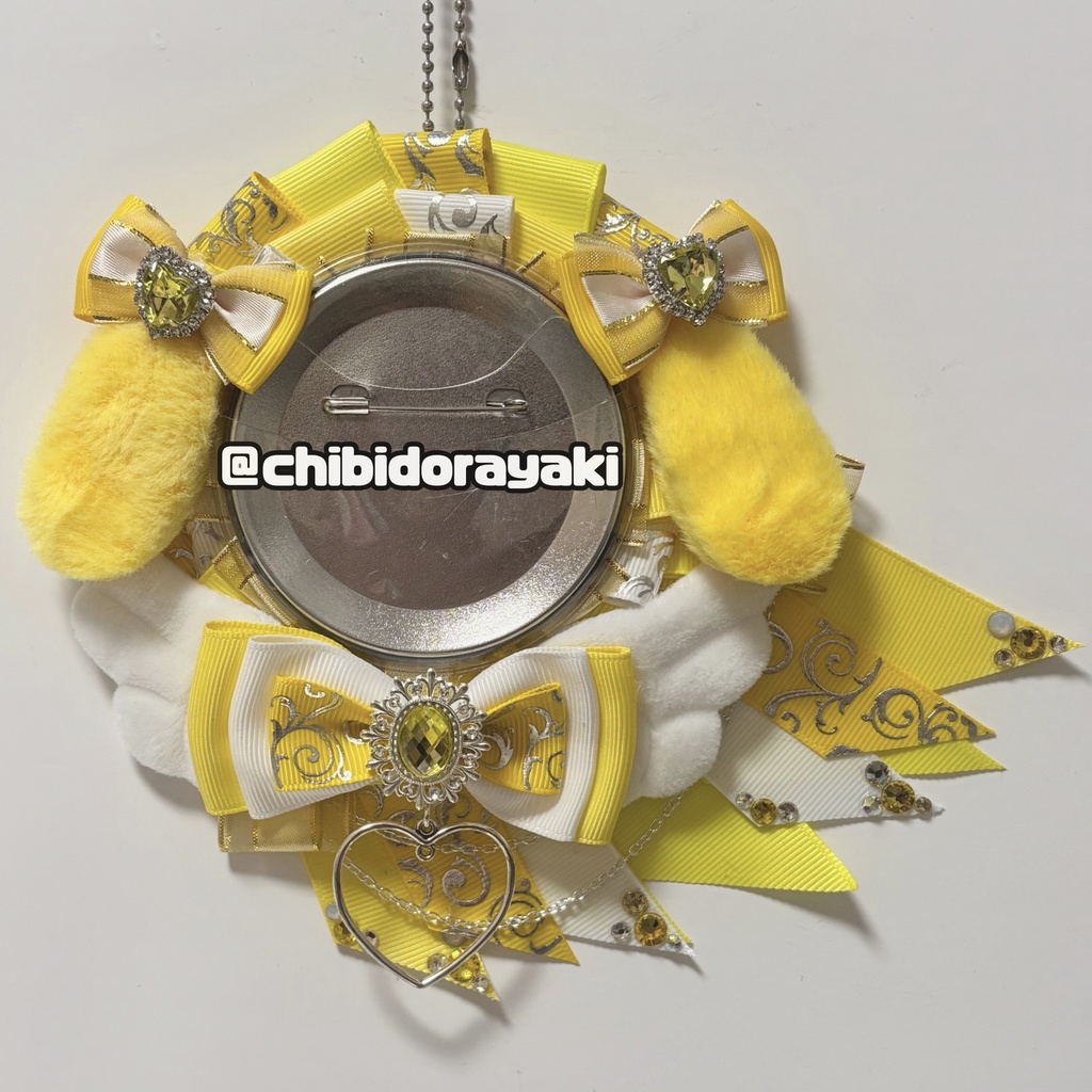 缶バッジ用ロゼット ロゼット オーダー オーダーロゼット 痛ロゼット ロゼットオーダー 黄色 イエロー 白 シルバー たれ耳