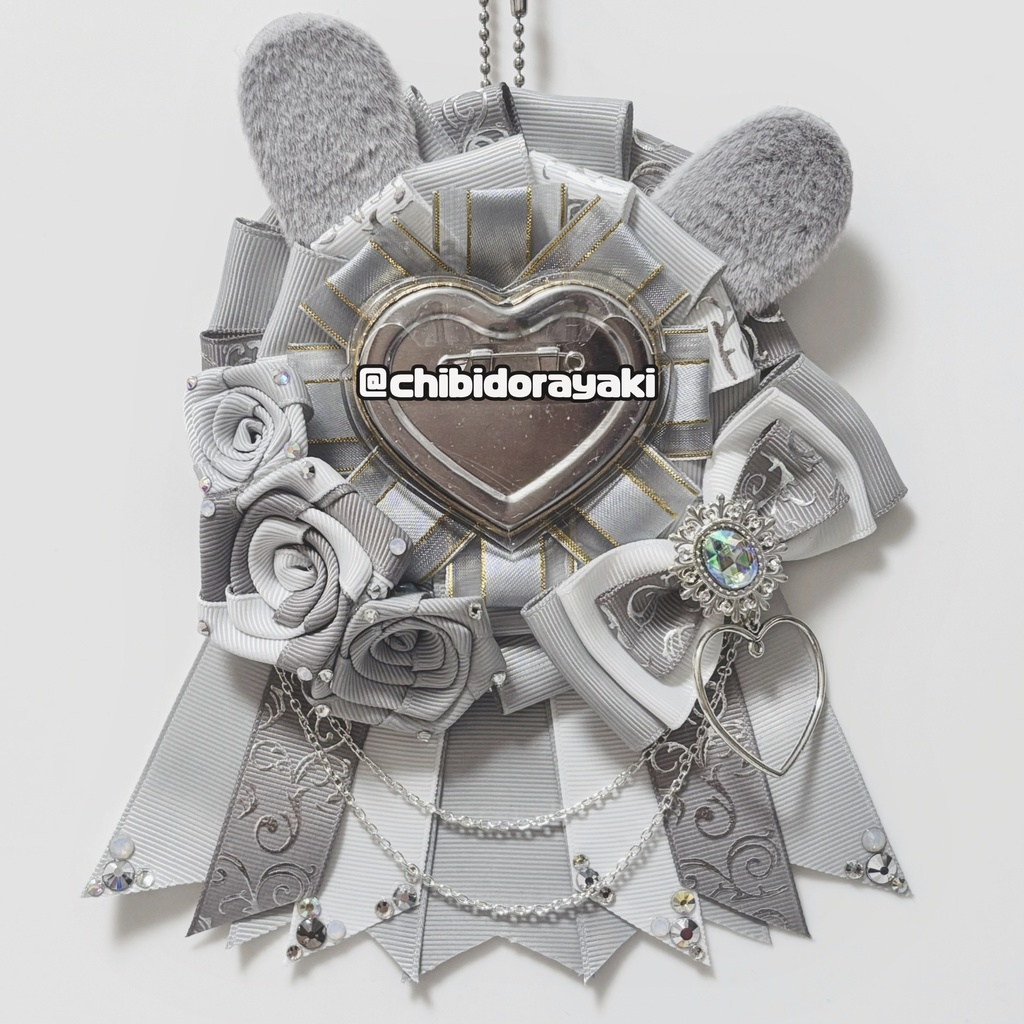 缶バッジ用ロゼット ロゼット オーダー オーダーロゼット 痛ロゼット ロゼットオーダー グレー シルバー ウサ耳 薔薇