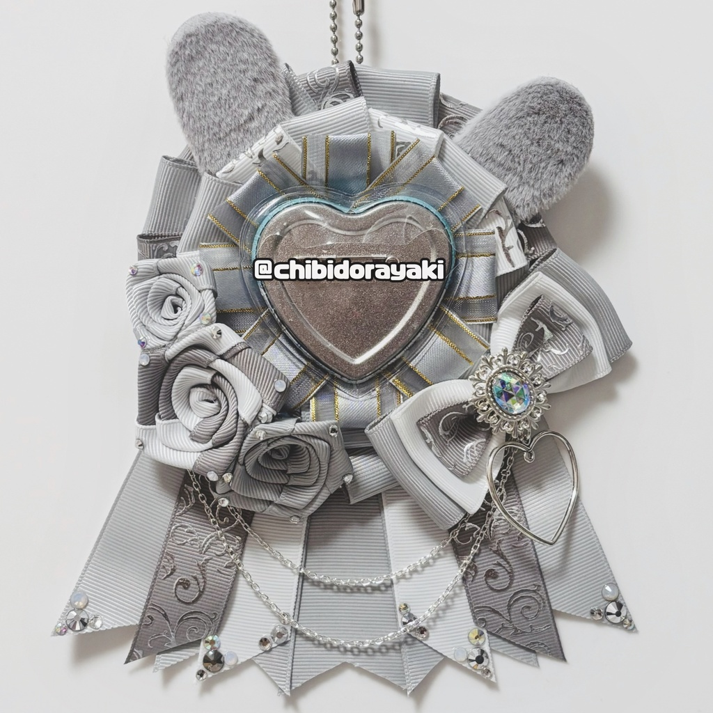 缶バッジ用ロゼット ロゼット オーダー オーダーロゼット 痛ロゼット ロゼットオーダー グレー シルバー ウサ耳 薔薇