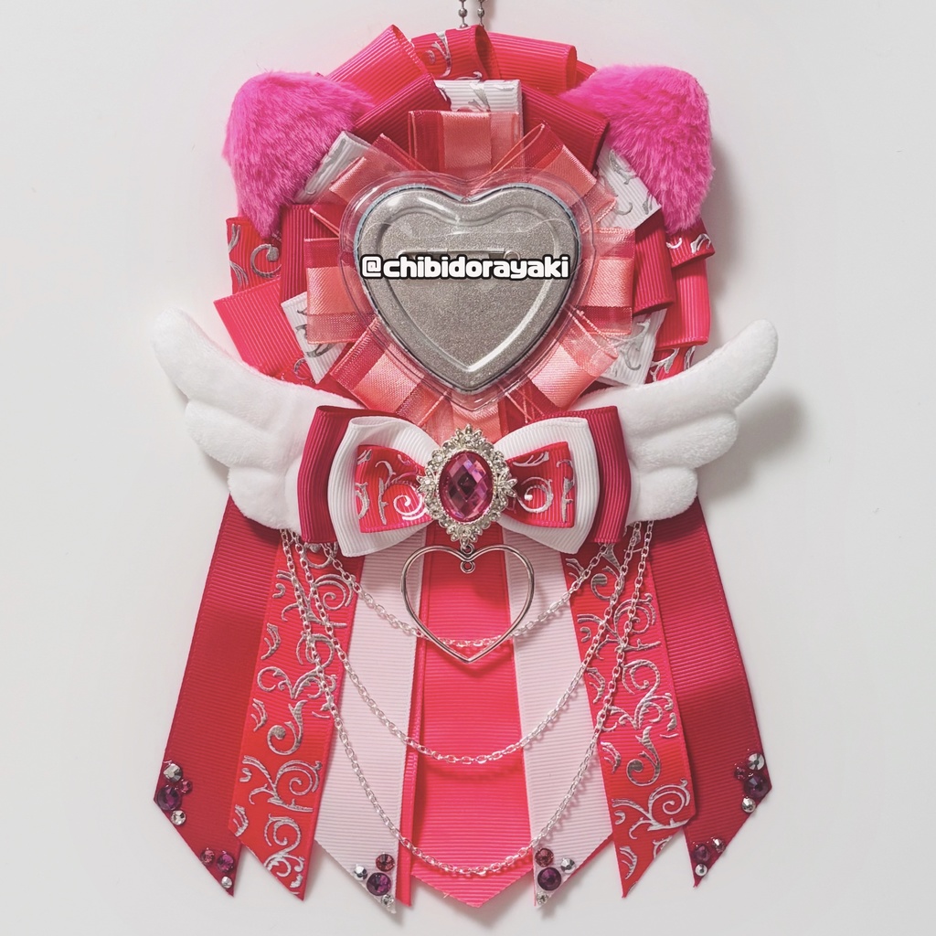 缶バッジ用ロゼット ロゼット オーダー オーダーロゼット 痛ロゼット ロゼットオーダー ピンク 白 シルバー ネコ耳