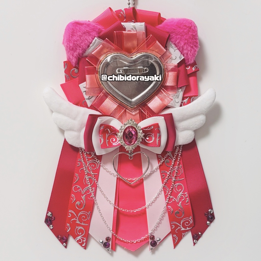 缶バッジ用ロゼット ロゼット オーダー オーダーロゼット 痛ロゼット ロゼットオーダー ピンク 白 シルバー ネコ耳