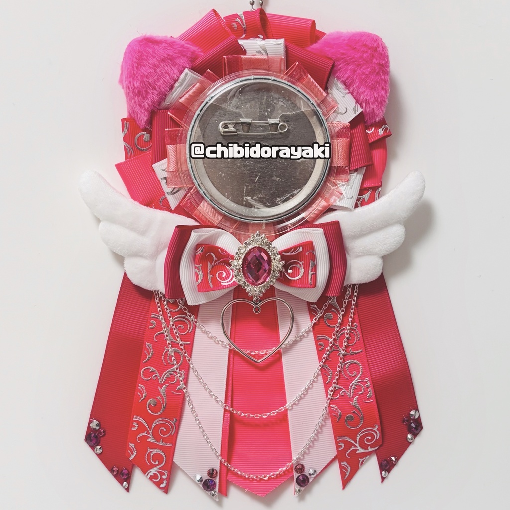 缶バッジ用ロゼット ロゼット オーダー オーダーロゼット 痛ロゼット ロゼットオーダー ピンク 白 シルバー ネコ耳