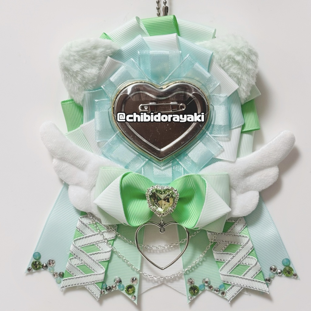 缶バッジ用ロゼット ロゼット オーダー オーダーロゼット 痛ロゼット ロゼットオーダー ミント アクア 白 シルバー ネコ耳