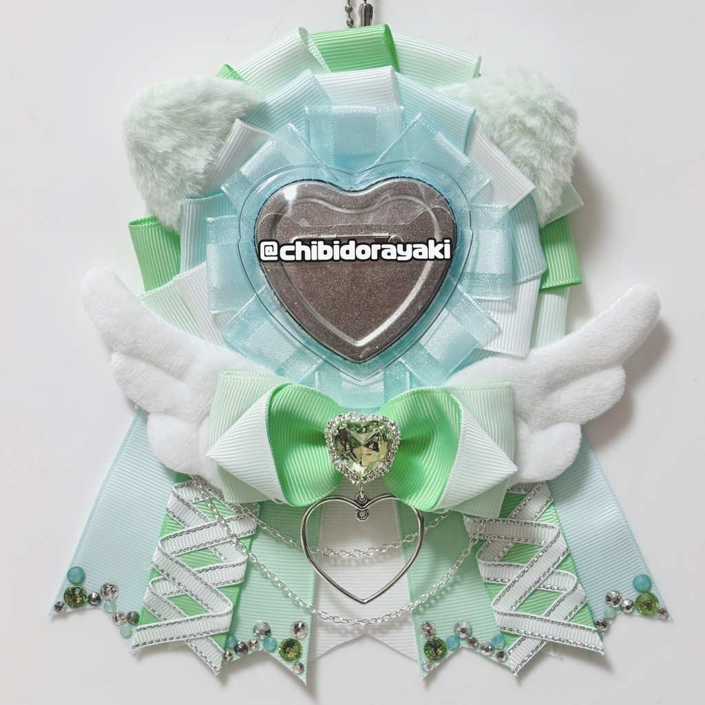 缶バッジ用ロゼット ロゼット オーダー オーダーロゼット 痛ロゼット ロゼットオーダー ミント アクア 白 シルバー ネコ耳