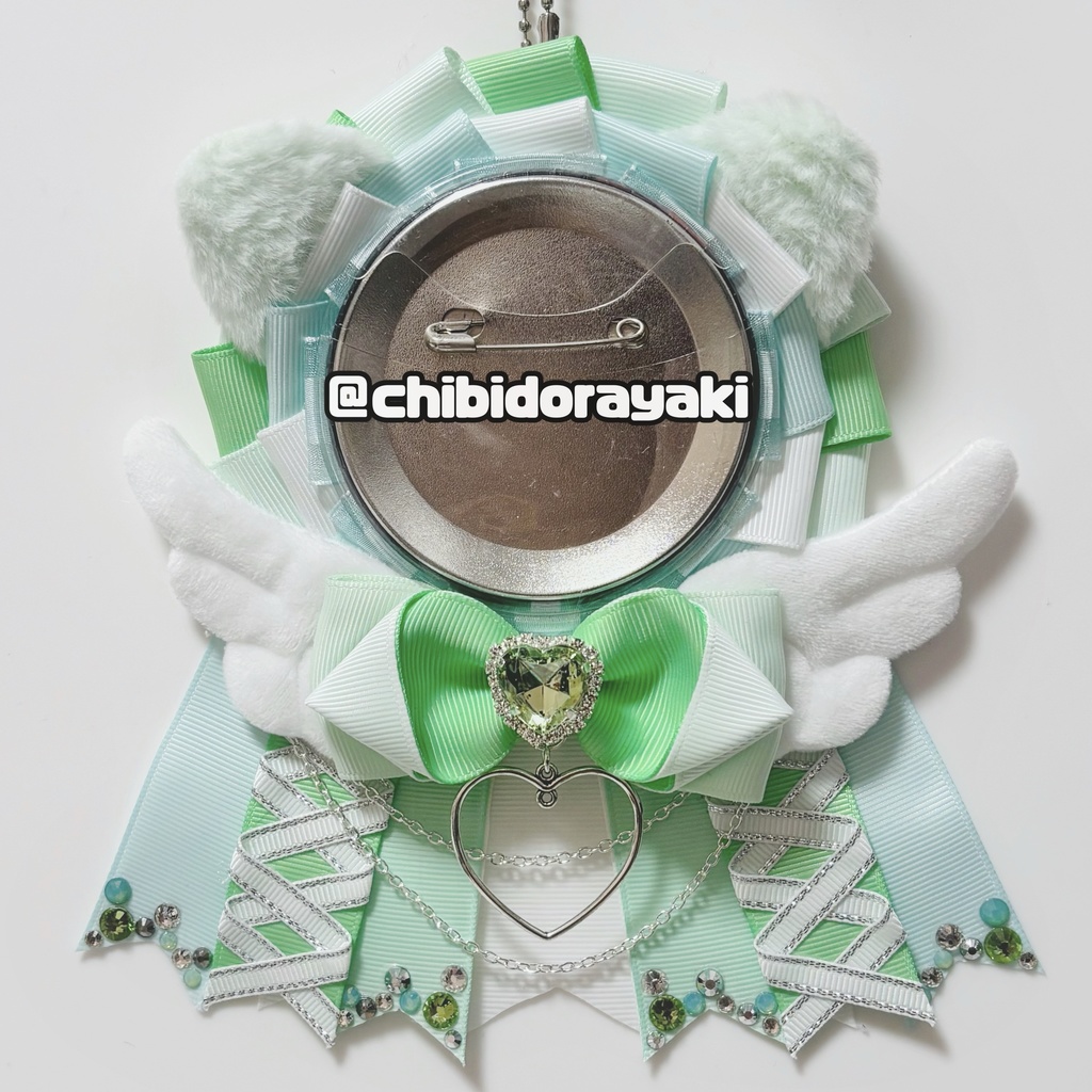 缶バッジ用ロゼット ロゼット オーダー オーダーロゼット 痛ロゼット ロゼットオーダー ミント アクア 白 シルバー ネコ耳