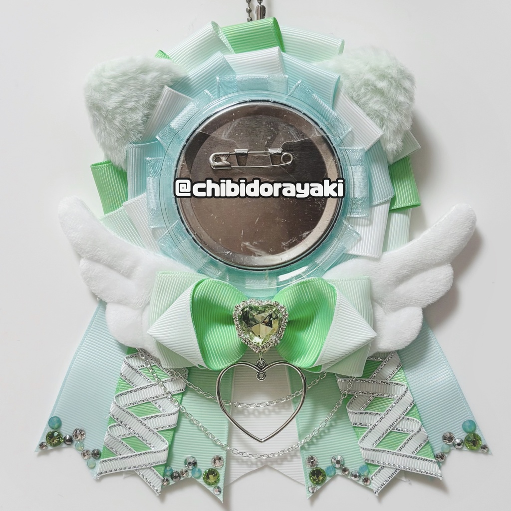 缶バッジ用ロゼット ロゼット オーダー オーダーロゼット 痛ロゼット ロゼットオーダー ミント アクア 白 シルバー ネコ耳