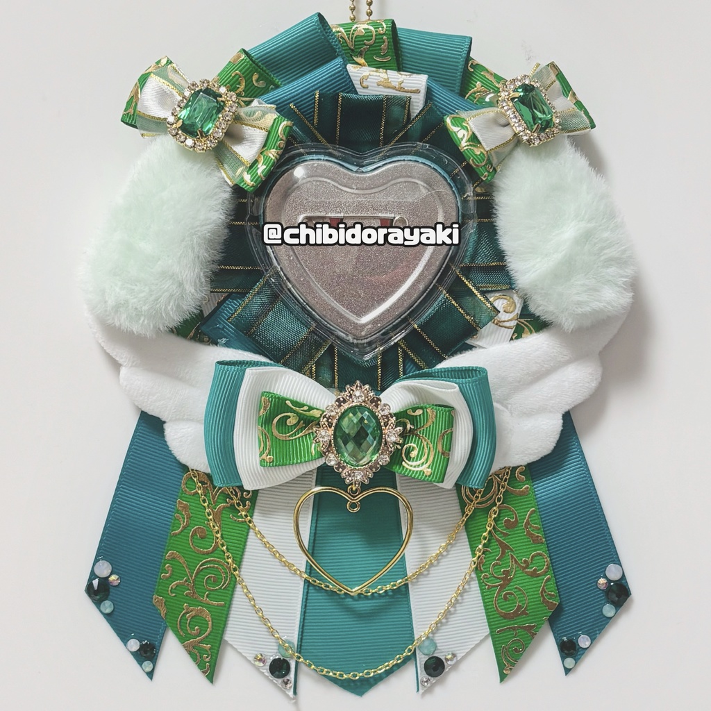 缶バッジ用ロゼット ロゼット オーダー オーダーロゼット 痛ロゼット ロゼットオーダー 緑 グリーン 白 ゴールド たれ耳