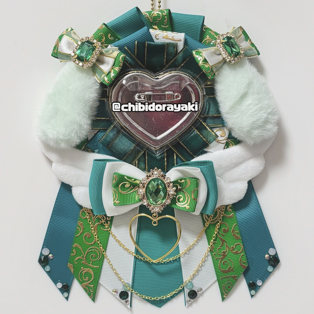 缶バッジ用ロゼット ロゼット オーダー オーダーロゼット 痛ロゼット ロゼットオーダー 緑 グリーン 白 ゴールド たれ耳