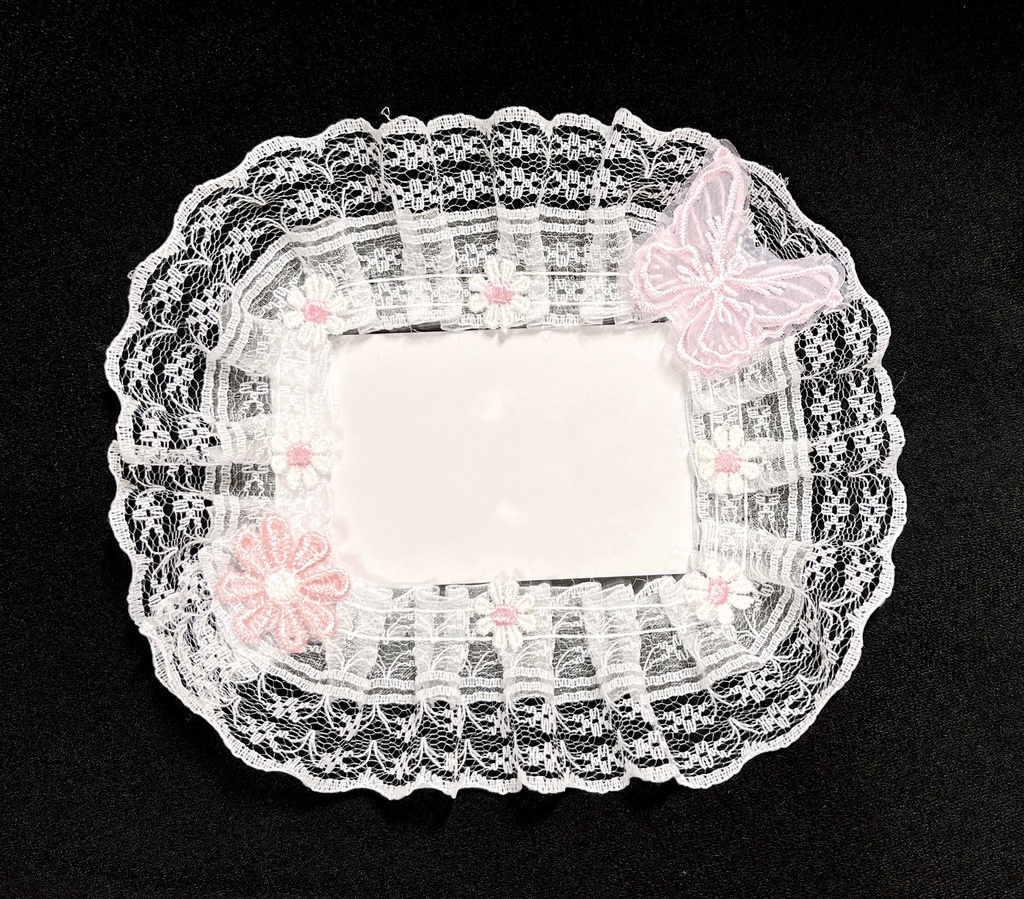 トレカケース ピンク 蝶々 花 レース 横 縦