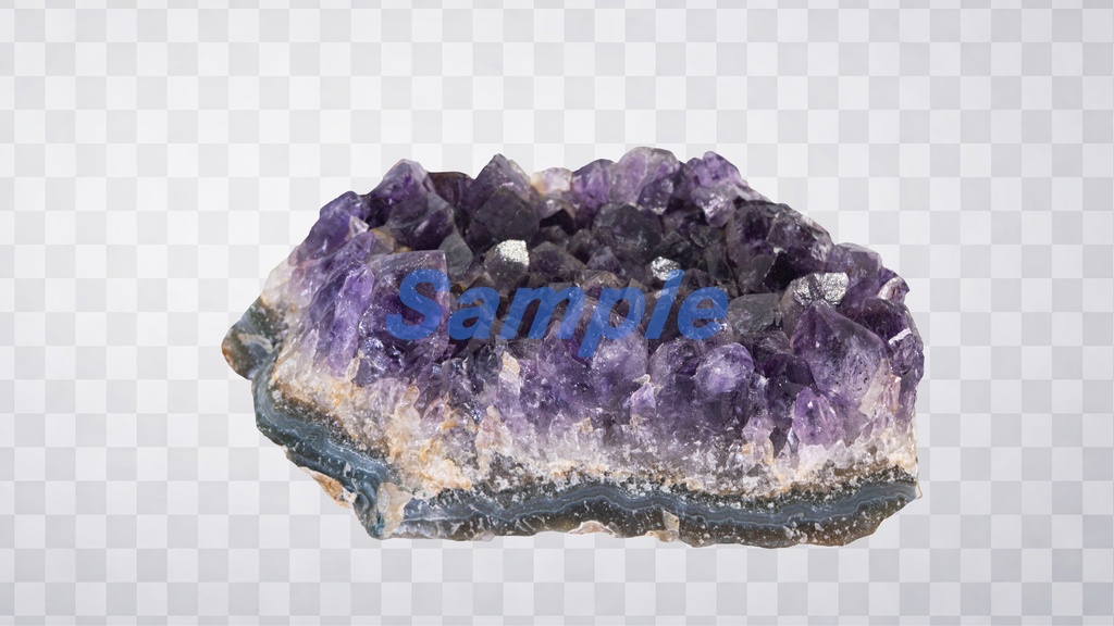 アメジストクラスター 背景透過PNG 【原石素材】