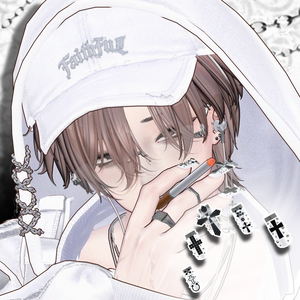 揺れるチェーン付き ✟punk nail☠【MA対応】