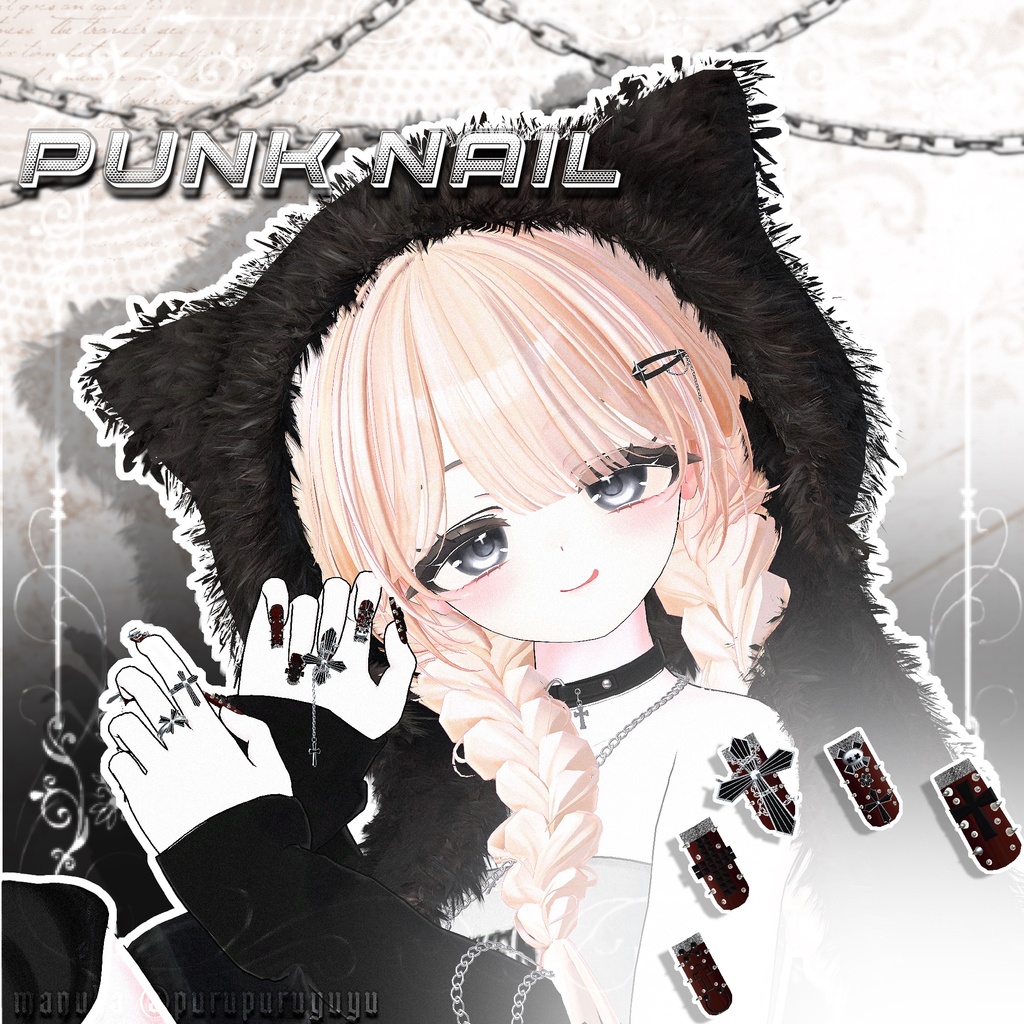 揺れるチェーン付き ✟punk nail☠【MA対応】