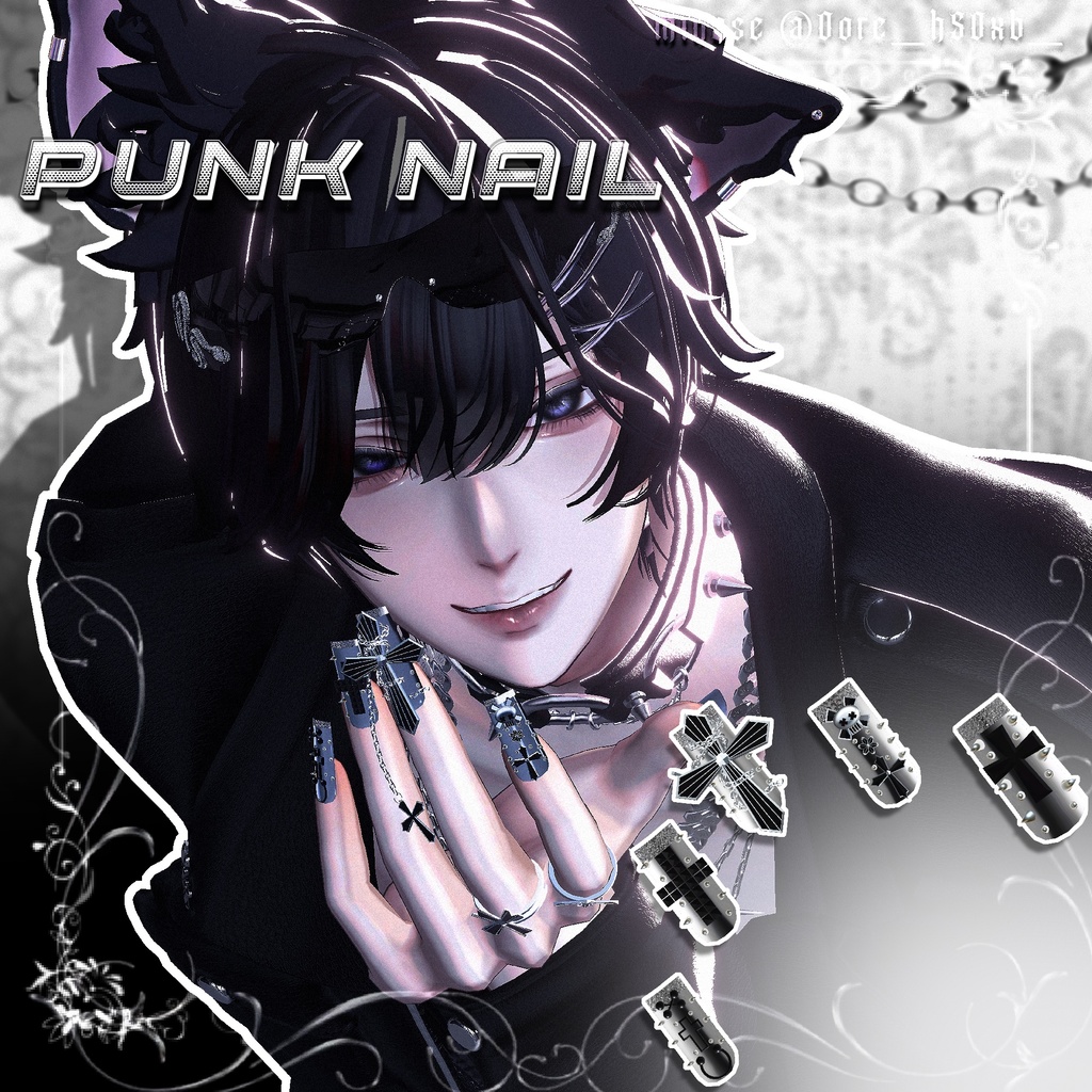 揺れるチェーン付き ✟punk nail☠【MA対応】