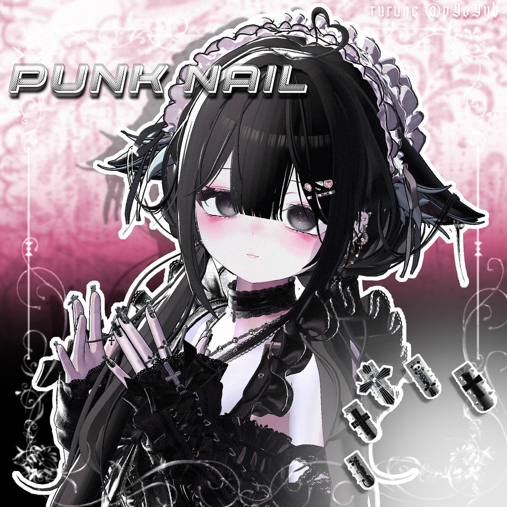 揺れるチェーン付き ✟punk nail☠【MA対応】