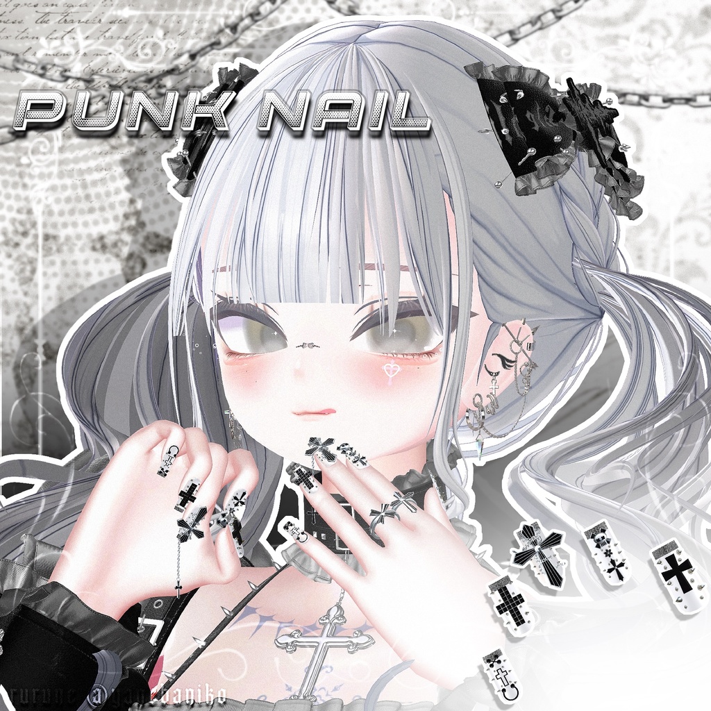 揺れるチェーン付き ✟punk nail☠【MA対応】
