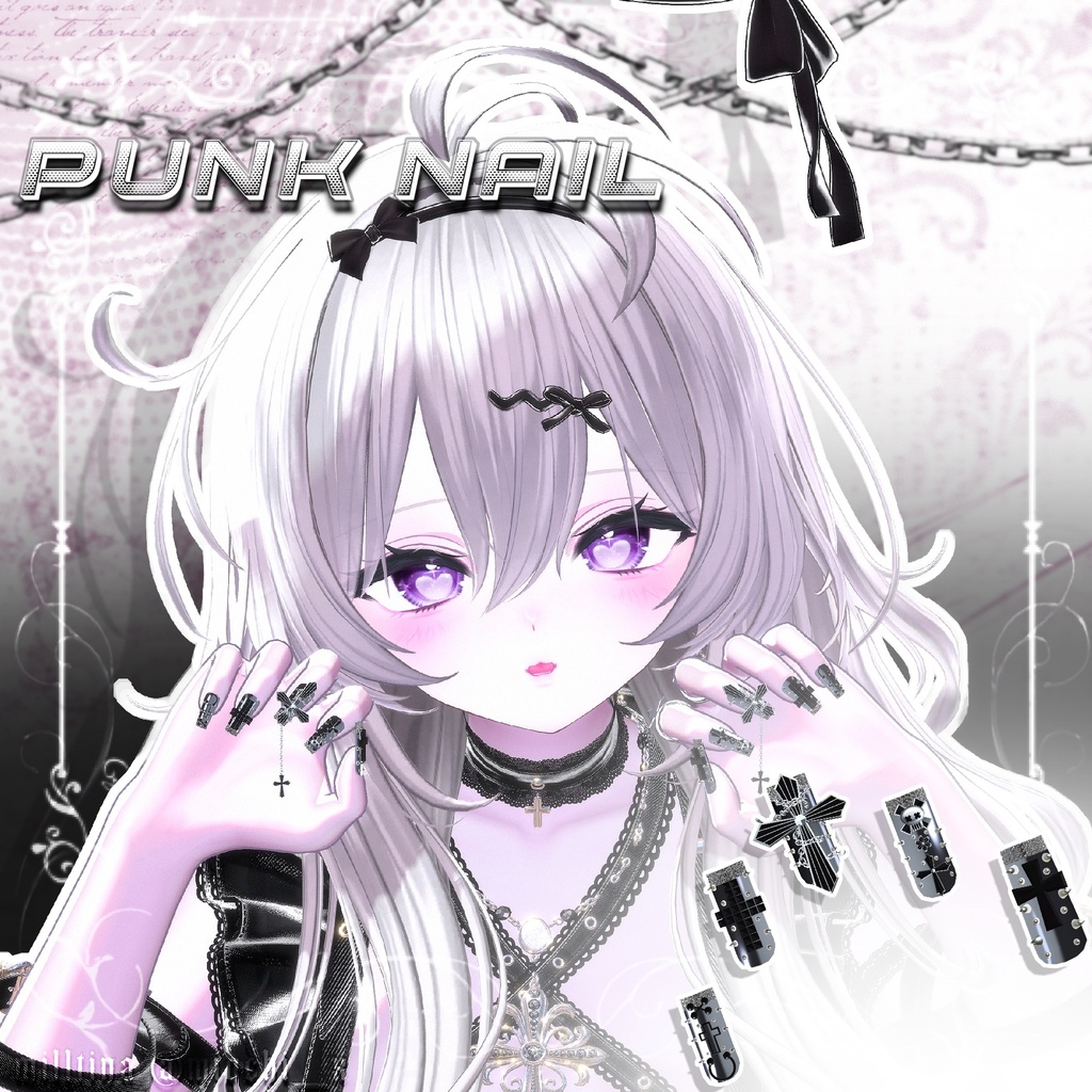 揺れるチェーン付き ✟punk nail☠【MA対応】