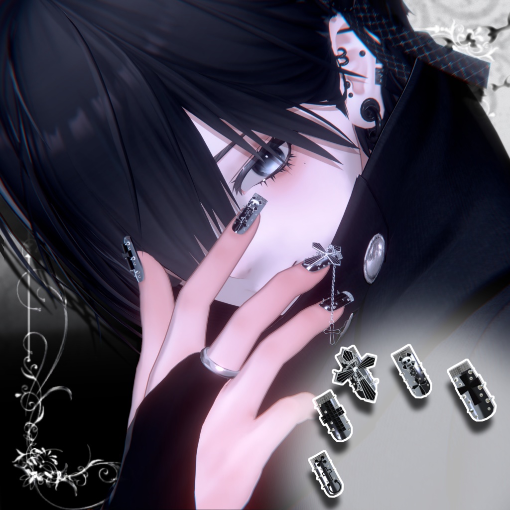 揺れるチェーン付き ✟punk nail☠【MA対応】