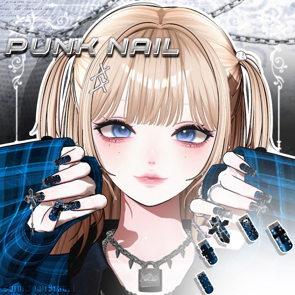 揺れるチェーン付き ✟punk nail☠【MA対応】