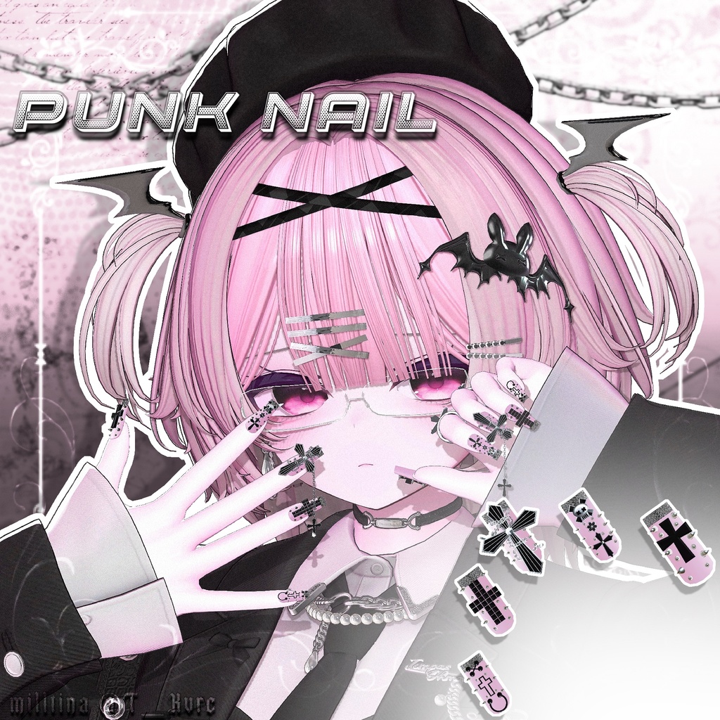揺れるチェーン付き ✟punk nail☠【MA対応】