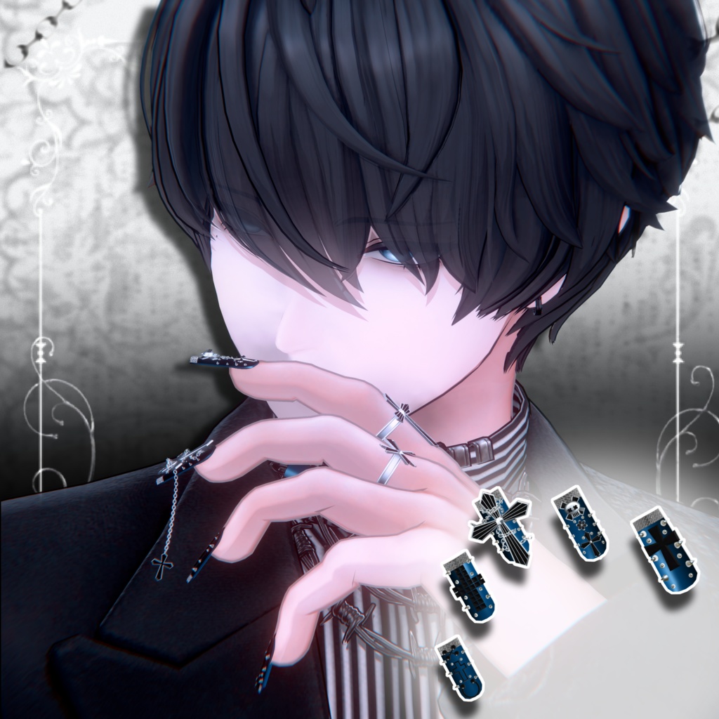 揺れるチェーン付き ✟punk nail☠【MA対応】