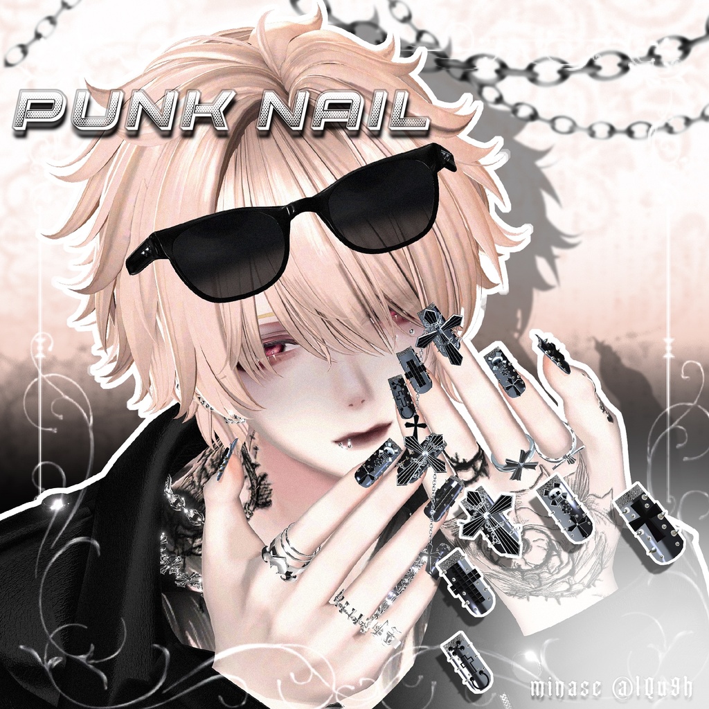 揺れるチェーン付き ✟punk nail☠【MA対応】