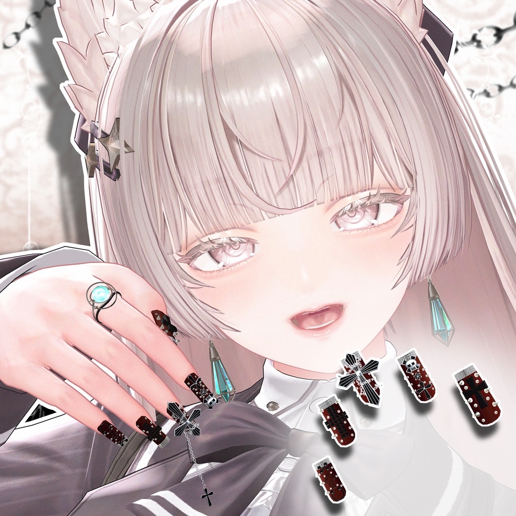 揺れるチェーン付き ✟punk nail☠【MA対応】