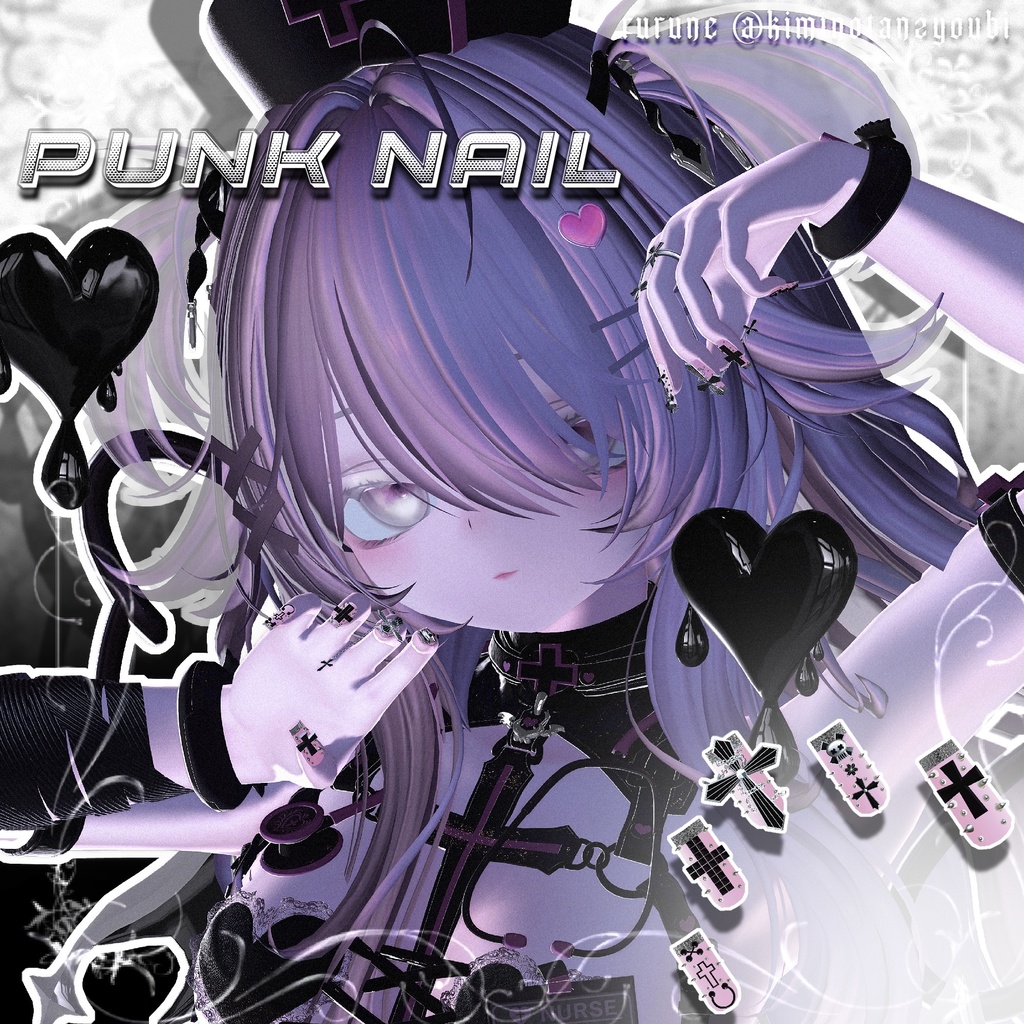 揺れるチェーン付き ✟punk nail☠【MA対応】