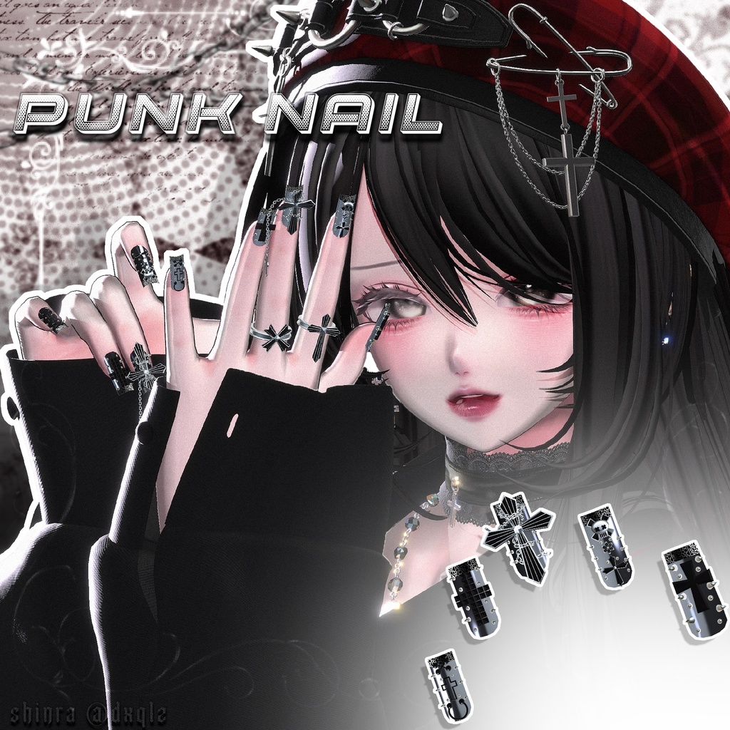 揺れるチェーン付き ✟punk nail☠【MA対応】