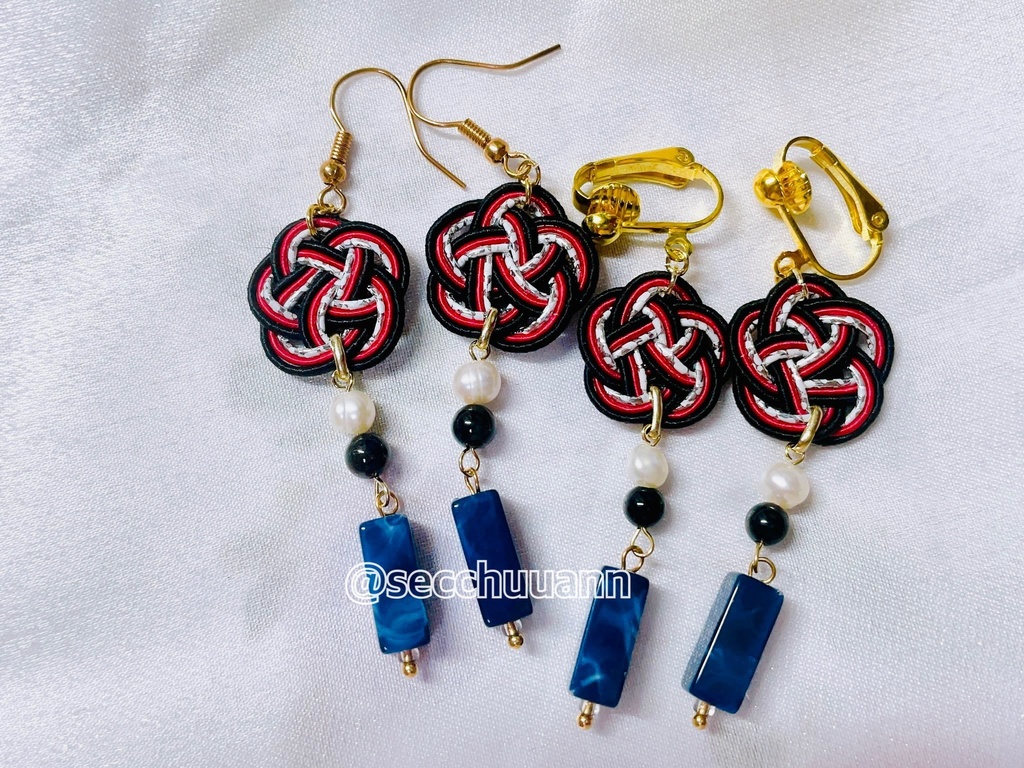 旧作SALE🌸梅結びの空🌌イヤリング・ピアス【陸奥守吉行、南海太郎朝尊、肥前忠広】